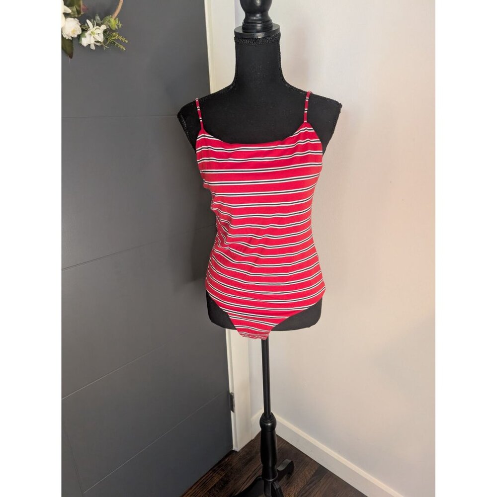 NWT Jun & Ivy Polly Red & White Striped Bodysuit with Adjustable Straps - XL